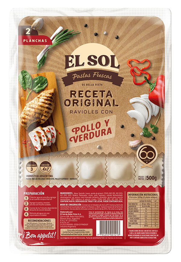 Ravioles El Sol planchas B